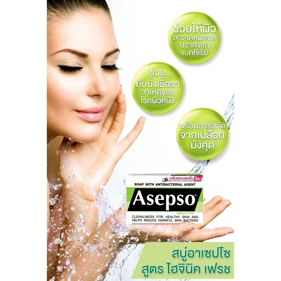 Asepso Hygienic Fresh Antibacterial Bar Soap with Mangosteen Peel Extract 80gx6