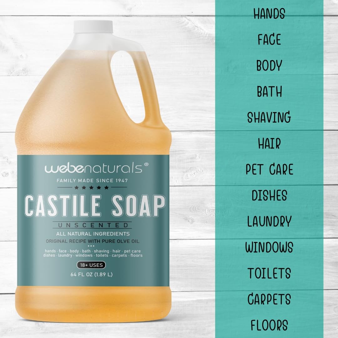 Pure Castile Soap Liquid Organic, Certified Palm 64 Fl Oz (Pack of 1) Unscented