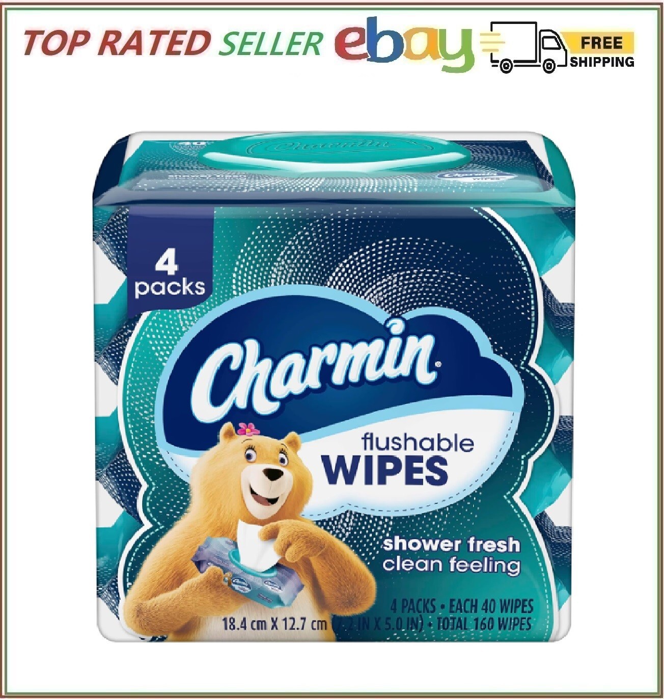 Charmin Flushable Wipes, 4 packs, 40 Wipes Per Pack, 160 Total Wipes