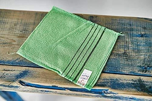9pcs Genuine Korean/Asian Exfoliating Bath Washcloth, Skin Massage (Green…