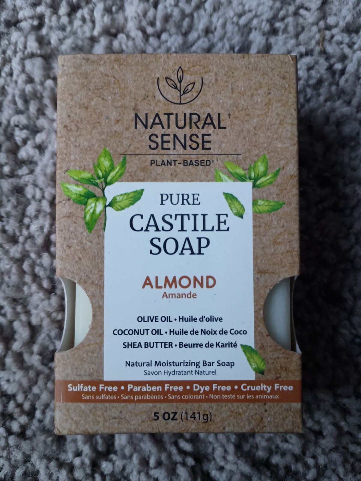 Natural Sense Castile Soap Almond 5 oz Sulfate Paraben Dye Free Cruelty Free