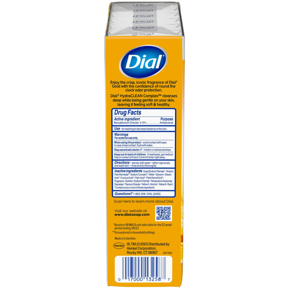 12 Bars Dial Antibacterial Deodorant Bar Soap, Advanced Clean, Gold, 4 oz, NEW