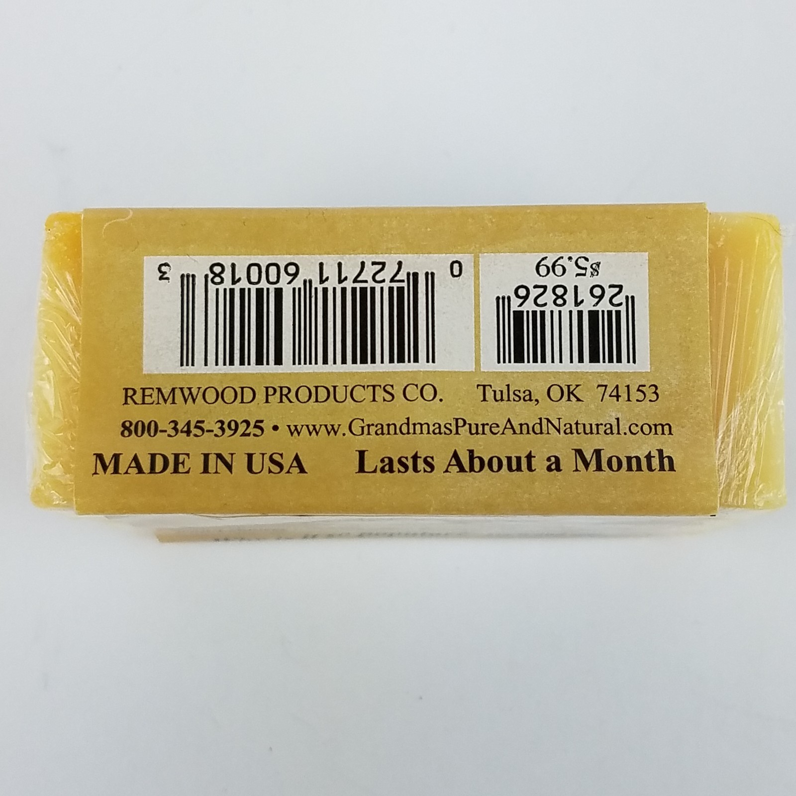 Grandma’s Pure & Natural Lye Soap Bar for Face & Body 6oz for Itchy Dry Skin