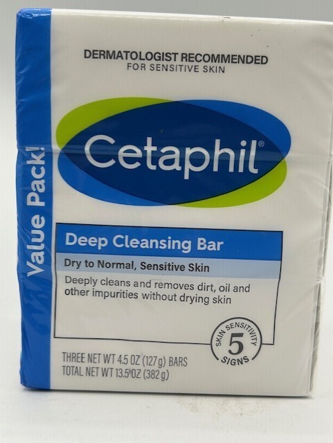 Cetaphil Deep Cleansing Bar – 3 Pack Dry To Normal, Sensitive Skin