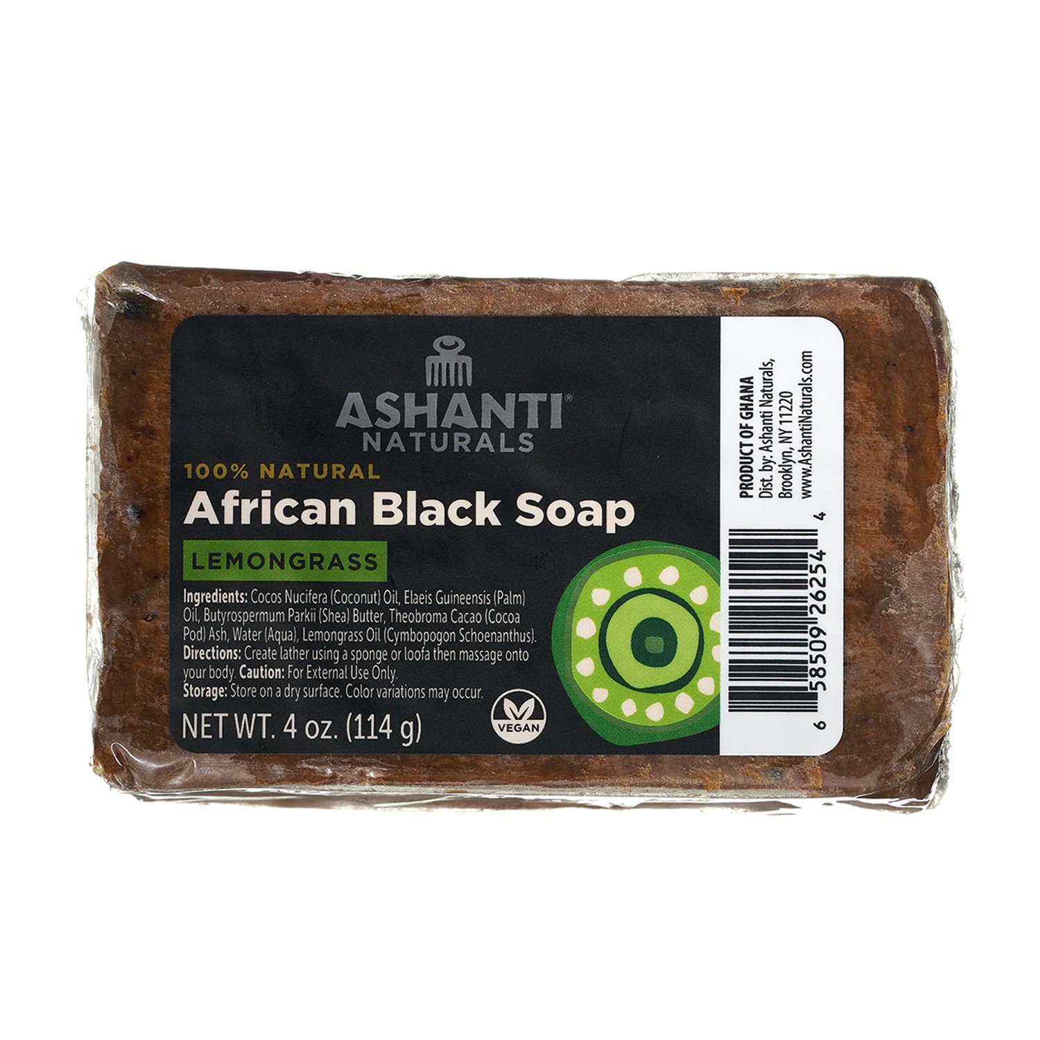 Ashanti Naturals African Black Soap Bar Lemongrass 4 Oz|Case of 12