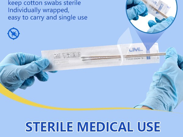 200pcs Sterile Cotton Swab Tipped Applicator, 6” Dental Medical Makeup