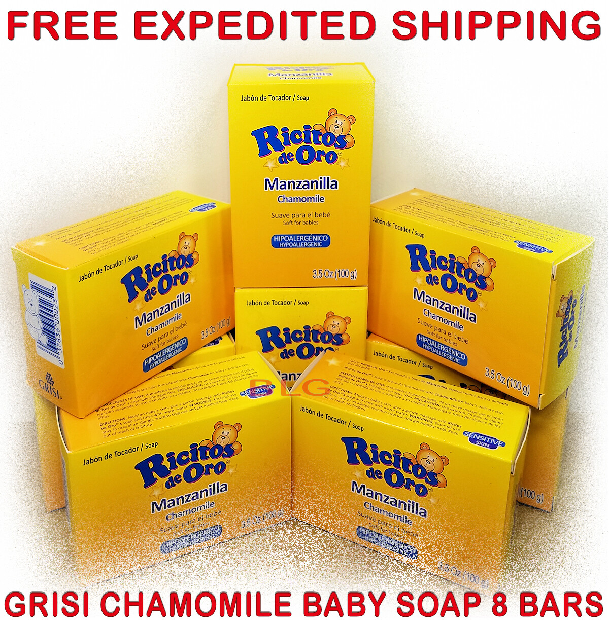 GRISI CHAMOMILE BABY SOAP SOFT FOR BABIES 3.5oz Hand Face MANZANILLA Jabon 8Bars