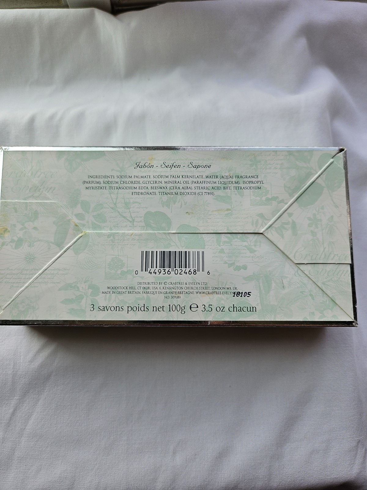 CRABTREE & EVELYN LILY OF THE VALLEY BATH SOAP 3 BARS X 3.5 oz NIB DISCONTINUED
