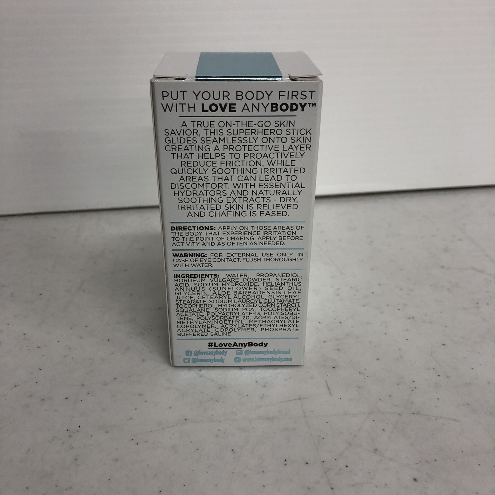 Love AnyBody Anti Chafe Stick 2.6 oz Aloe Vera Vitamin E Unscented New