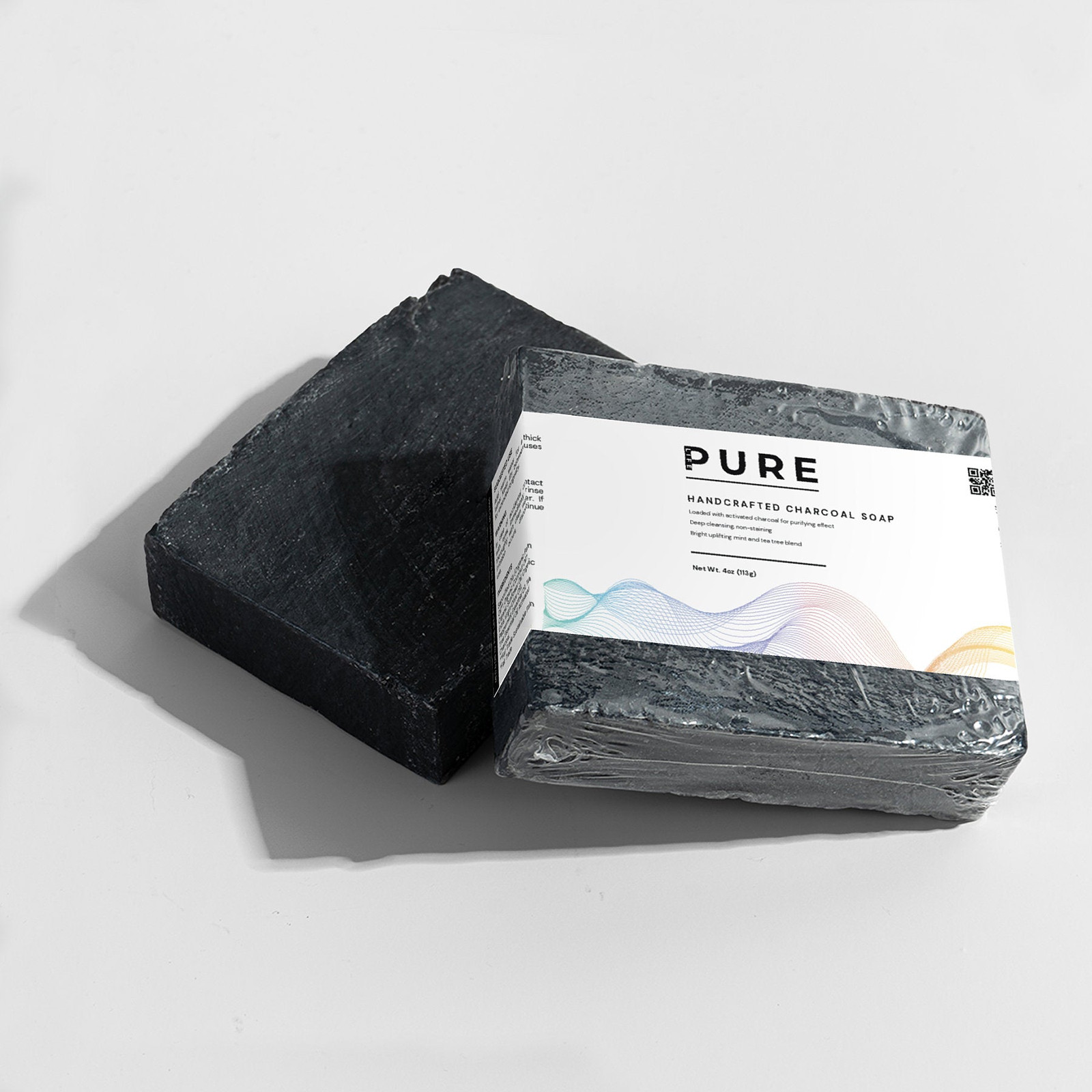PURE LIFE Handcrafted Activated Charcoal Soap Bar – 4 oz