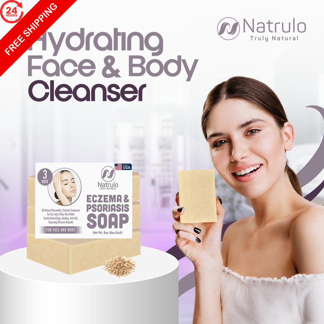 Eczema Soap Bar for Face and Body – All Natural 4 Ounce (Pack of 3)