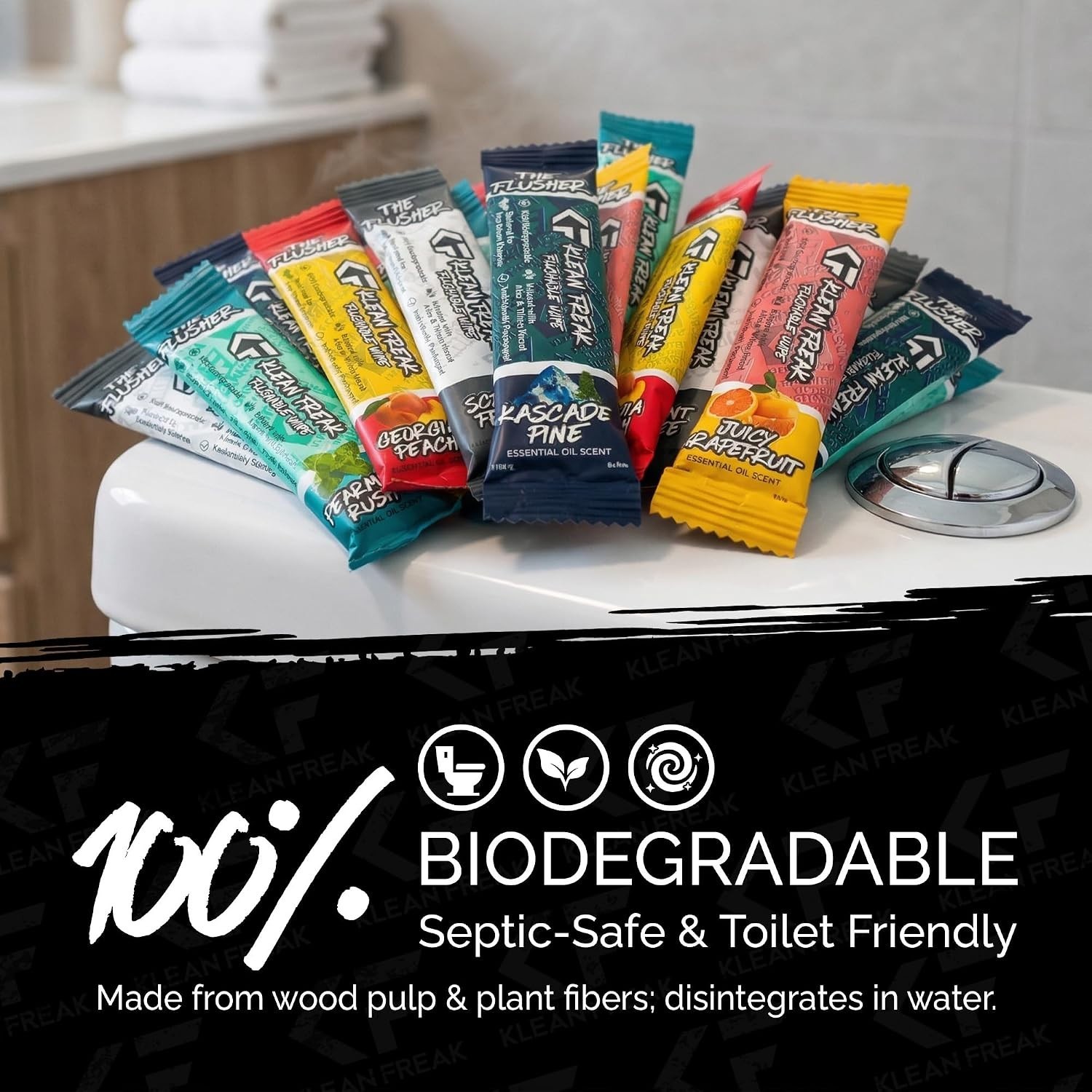 Portable Flushable Wipes – Individually Wrapped, 100 Ct
