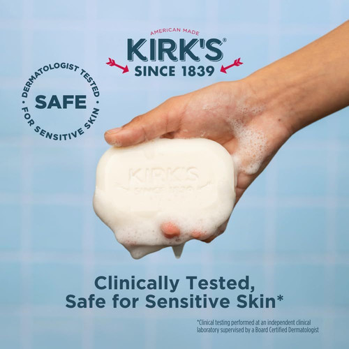 Kirk’s Castile Bar Soap for Men, Women & Children – Made 4 Ounce (Pack of 6)