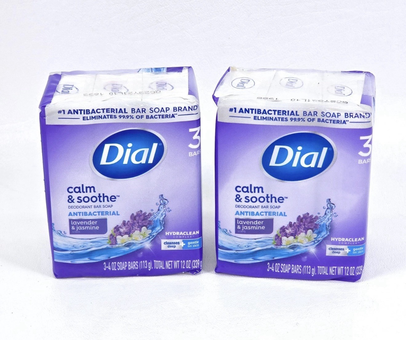 2 Pack Dial Calm & Soothe Antibacterial Bar Soap Lavender & Jasmine Scent 6 Bars