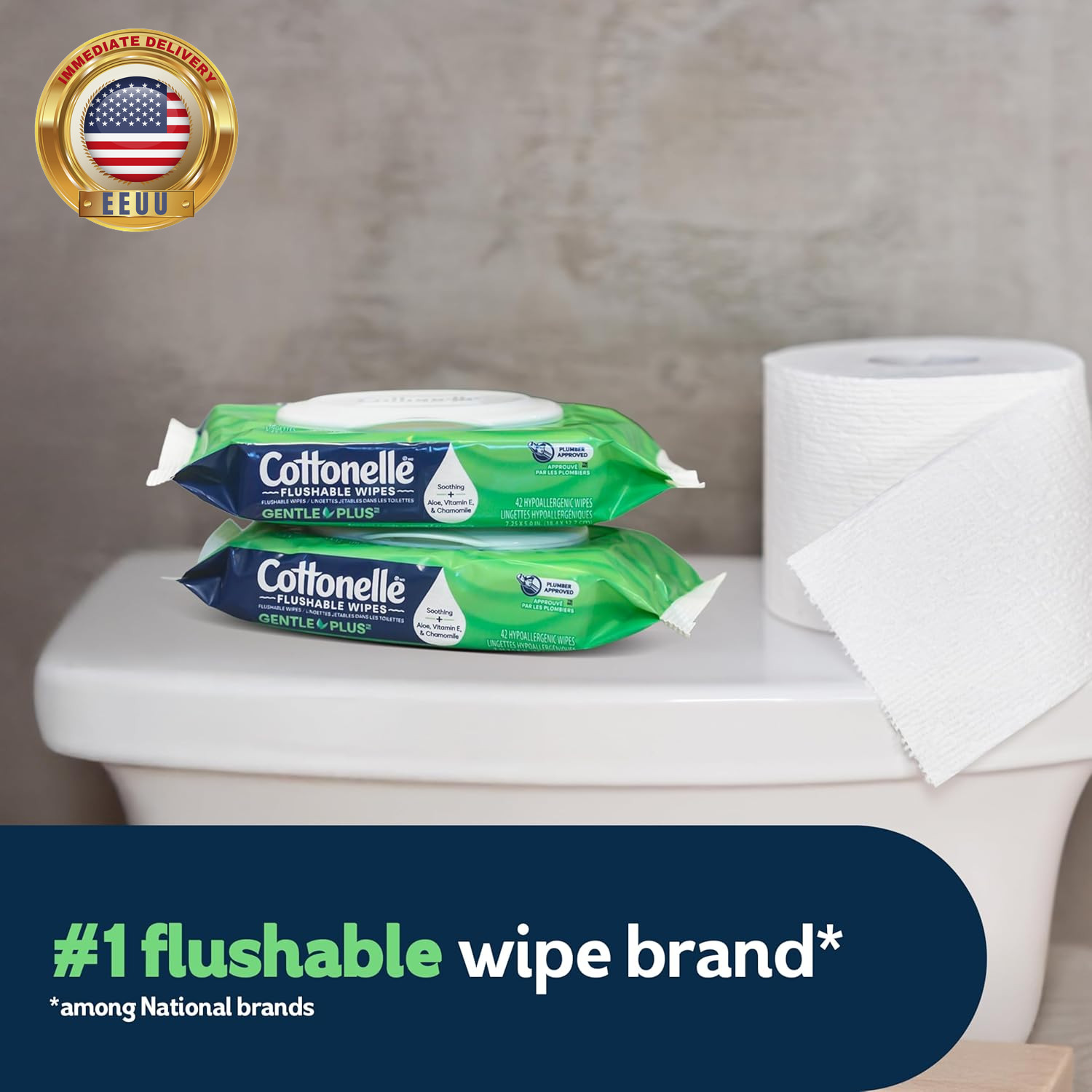 Cottonelle Gentleplus Flushable Wet Wipes with Aloe & Vitamin E, 4 Flip-Top Pack