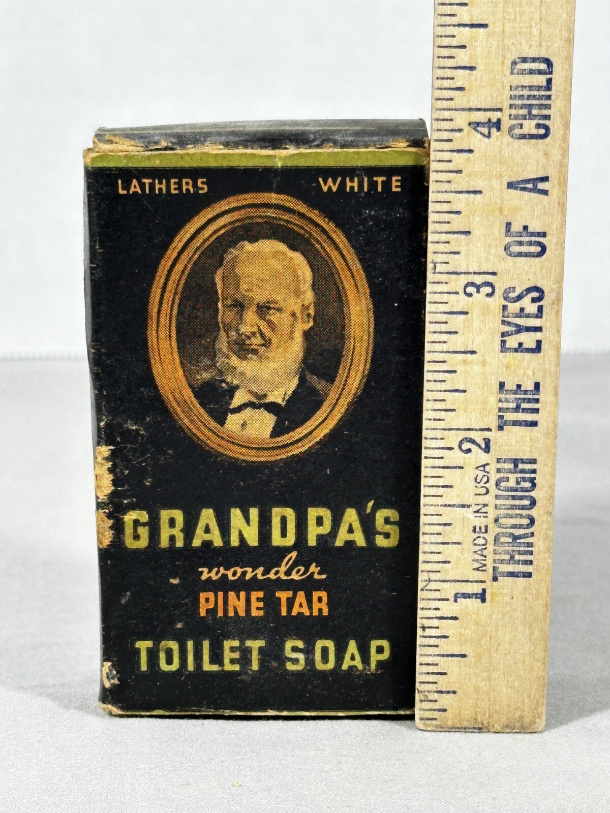 Antique Grandpa’s Wonder Pine Tar Toilet Soap Cincinnati Ohio Orig Paper Insert