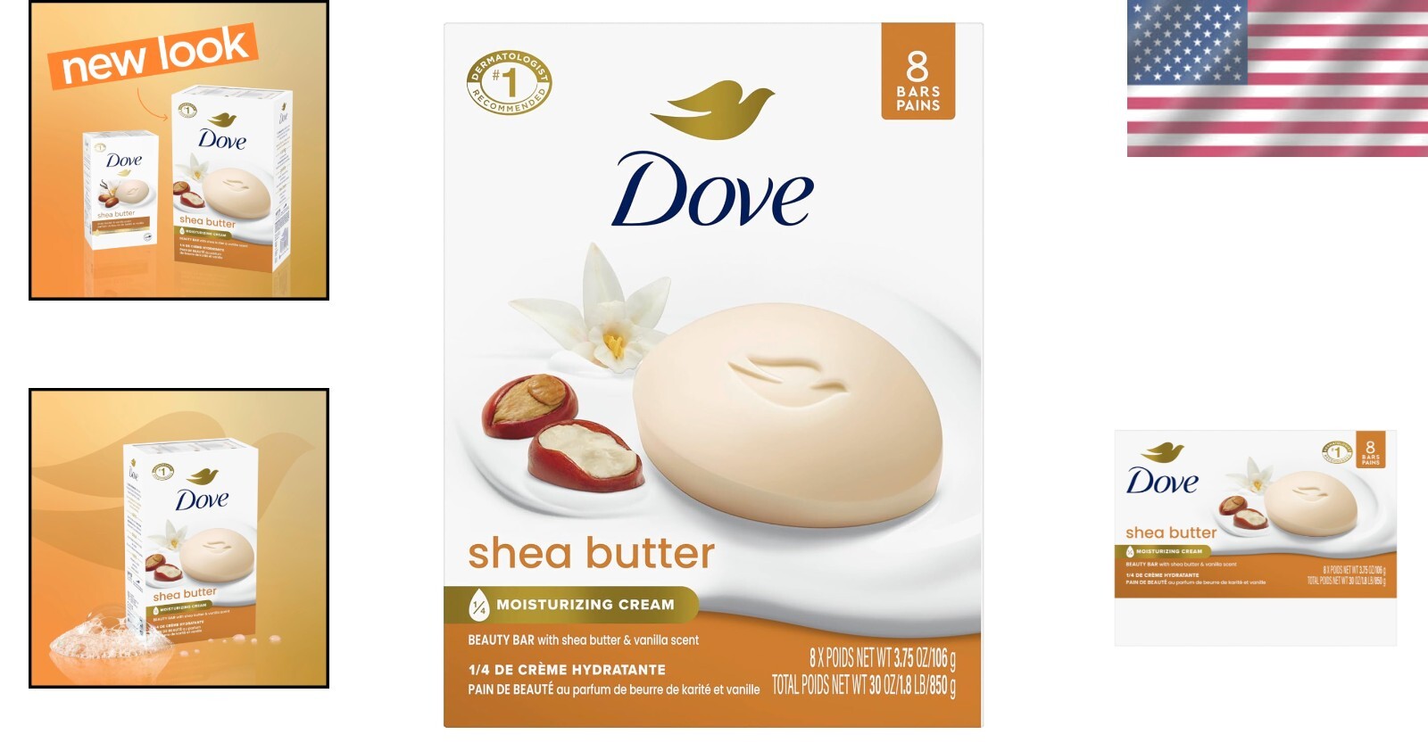 8-Count Shea Butter & Vanilla Beauty Bar Soap – Moisturize & Nourish Skin