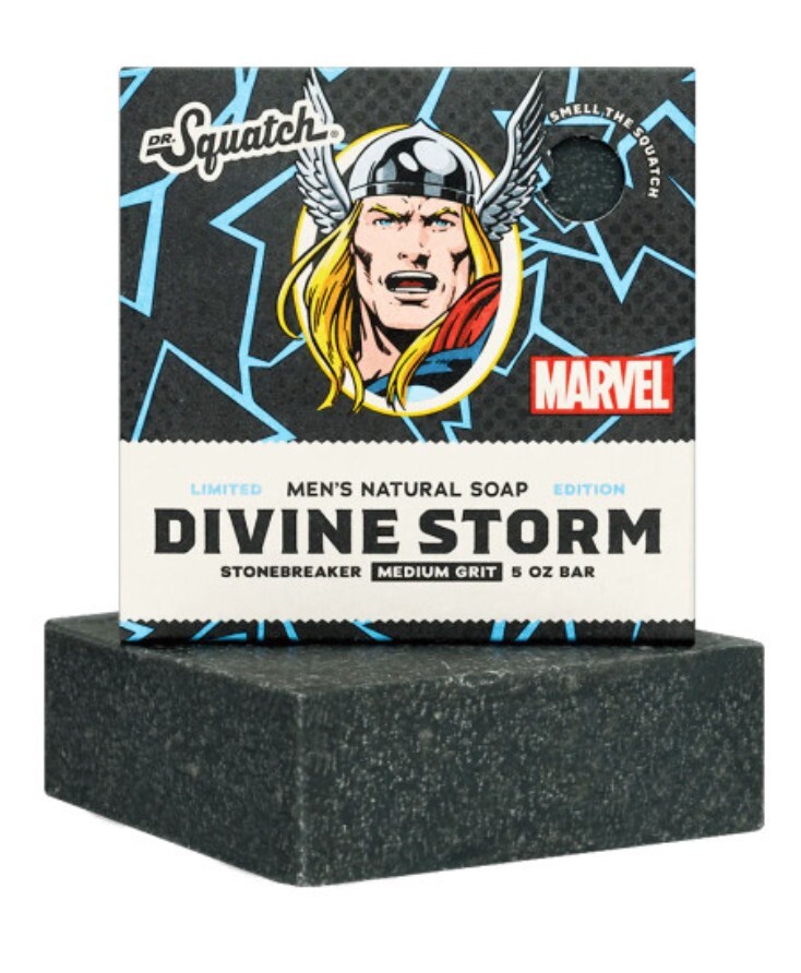 NIB~ Dr Squatch Marvel Soap Divine Storm Thor 5 oz 2x Bars Limited Ed Hero AX2