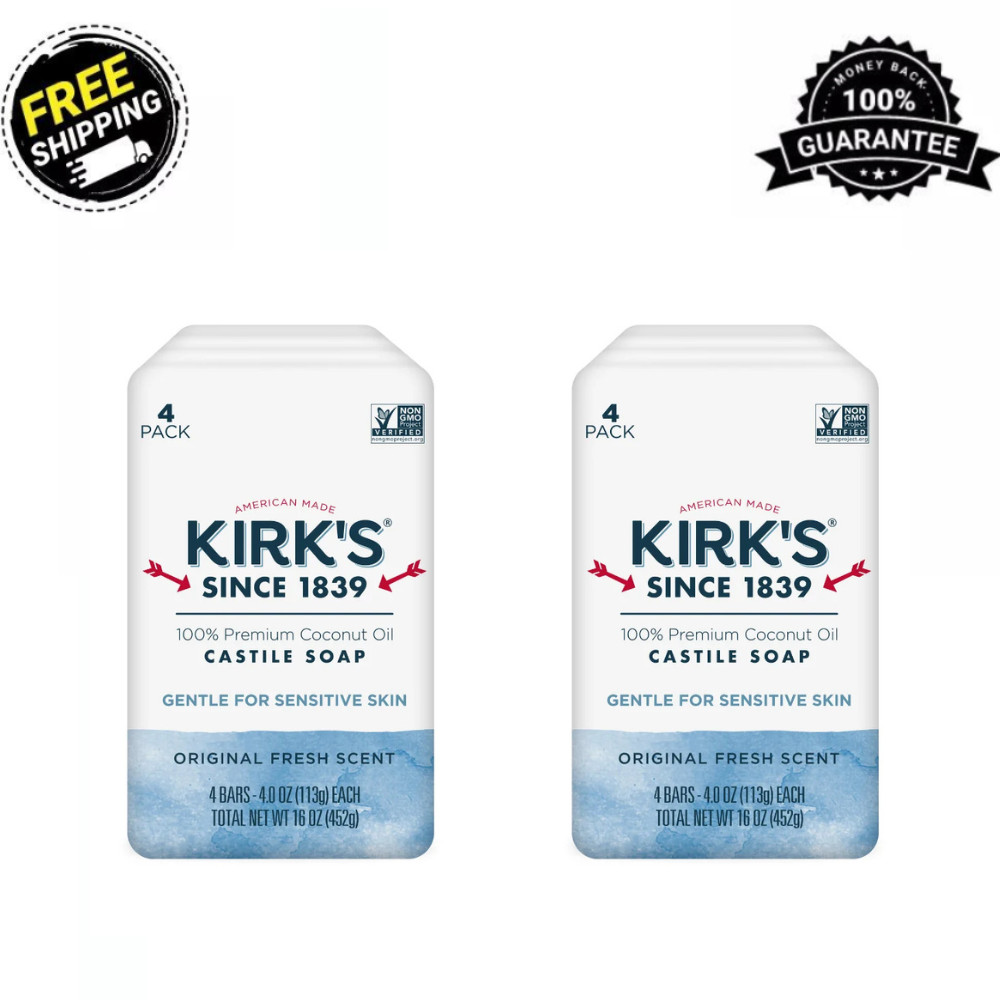 Kirk’s Castile Bar Soap – Made With Premium Coconut Oil, Original Scent, 16 Bars