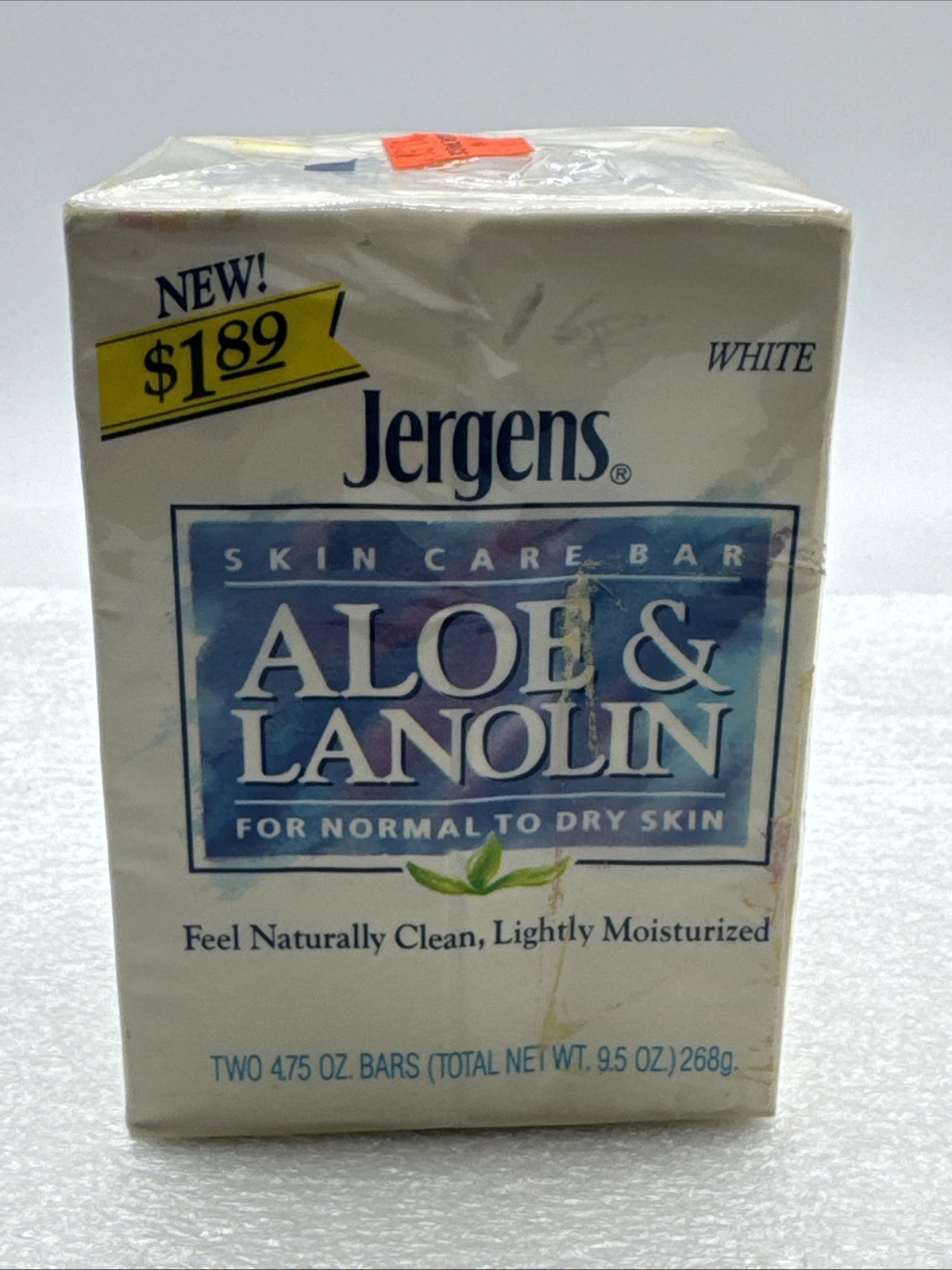Vintage 1983 Jergens Aloe & Lanolin Skin Care Bar Soap 4.75 Oz 2pk NOS White