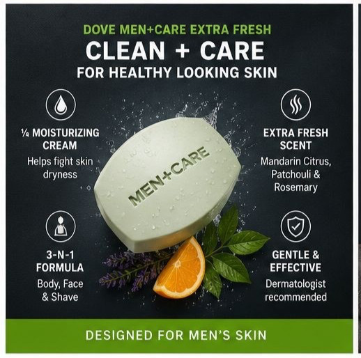 Dove Men+Care Extra Fresh Bar Soap 3-in-1 14 Bars 3.75 oz Body Face Shave