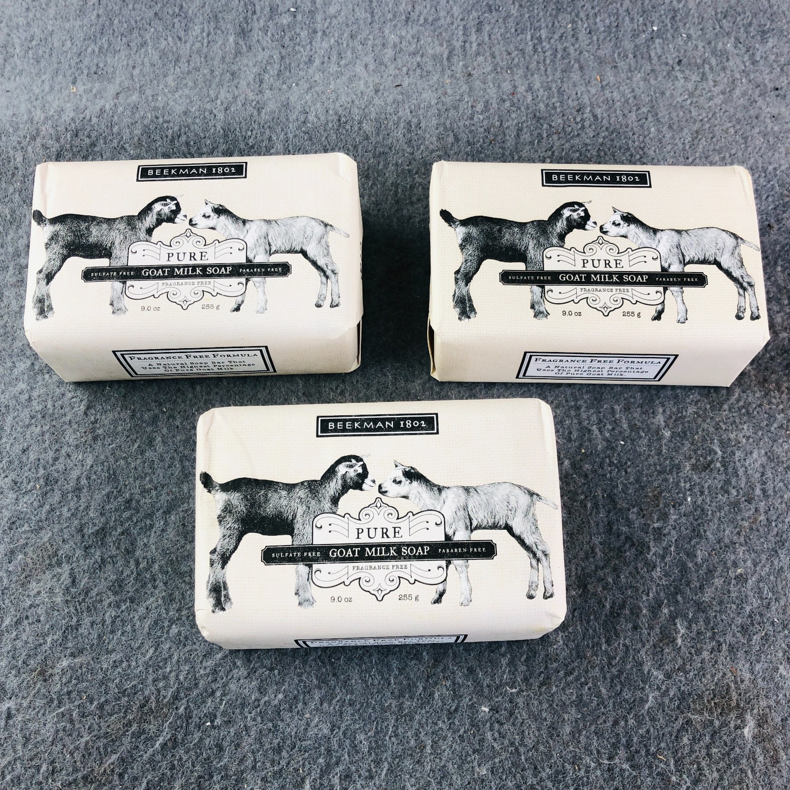 Beekman 1802 Fragrance-Free Unscented 9 oz Pure Goat Milk Soap Bar – Lot of 3