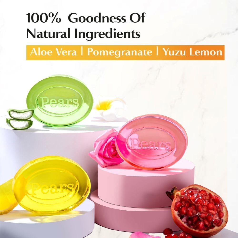 Pears Glycerin Bathing Bar,Variety Pack, 125g*5 ,Pure&Gentle,Soft&Fresh, Aloe