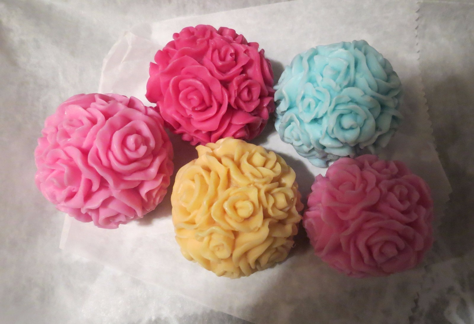 Rose Bud flower Balls soap 5 pcs set By Joanndles