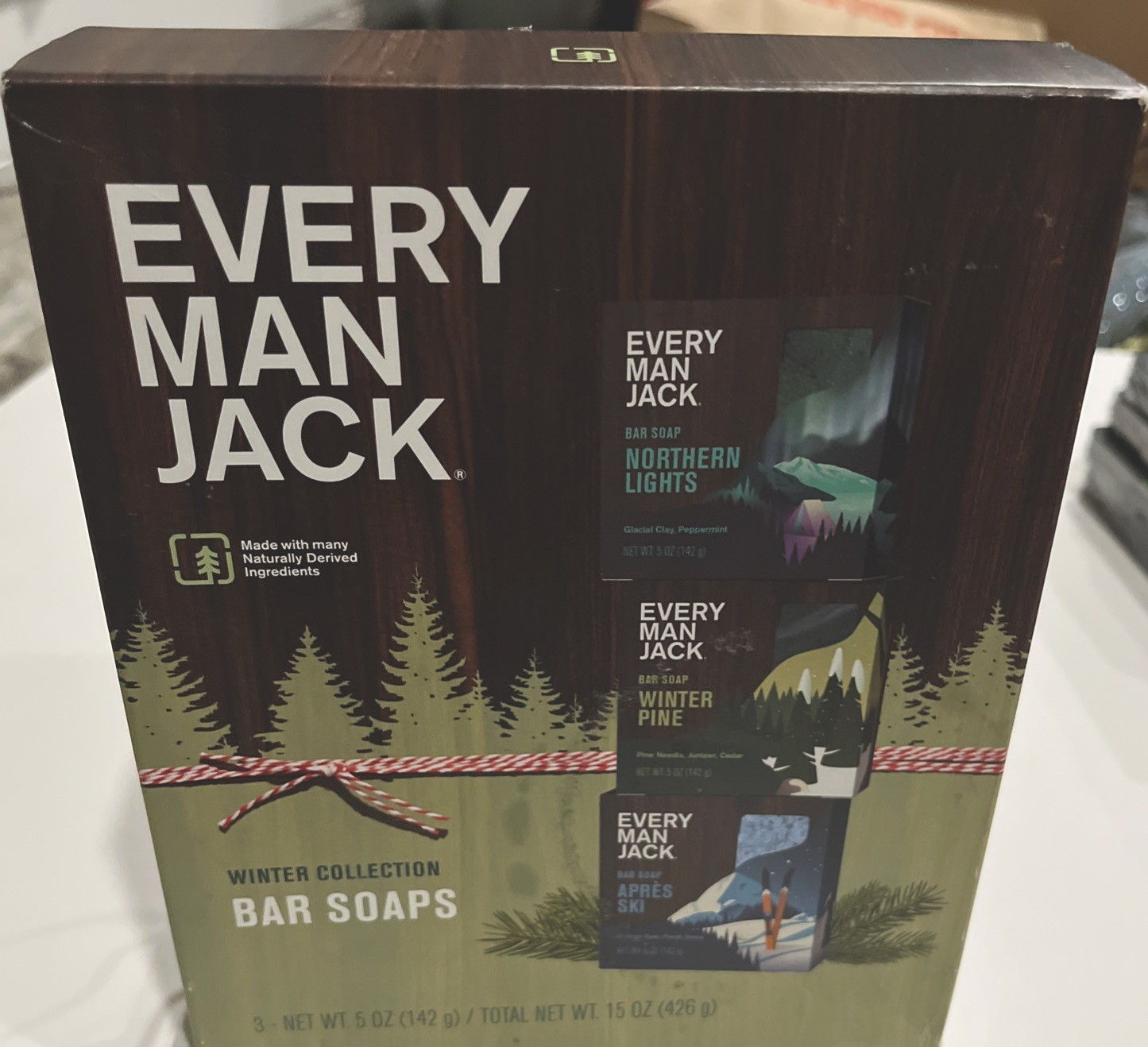 EVERY MAN JACK Winter Collection Soaps 3 Full Size Bars Apres Ski Pine Northern