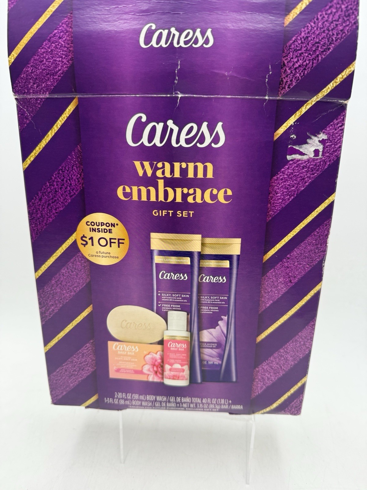 Caress Warm Embrace Bodywash and Bar Soap Skincare Gift Set 4 Piece NEW OPEN BOX