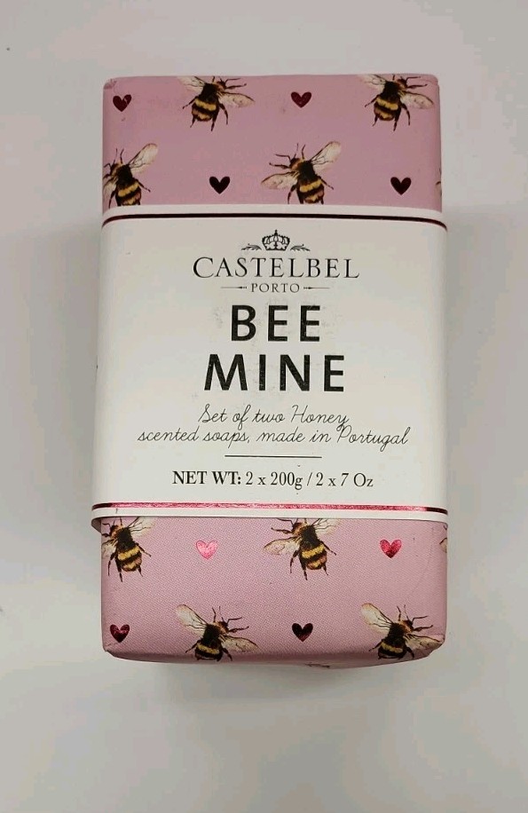 2pc set CASTELBEL Porto BEE MINE HONEY Soap Bars Valentines Day Hearts