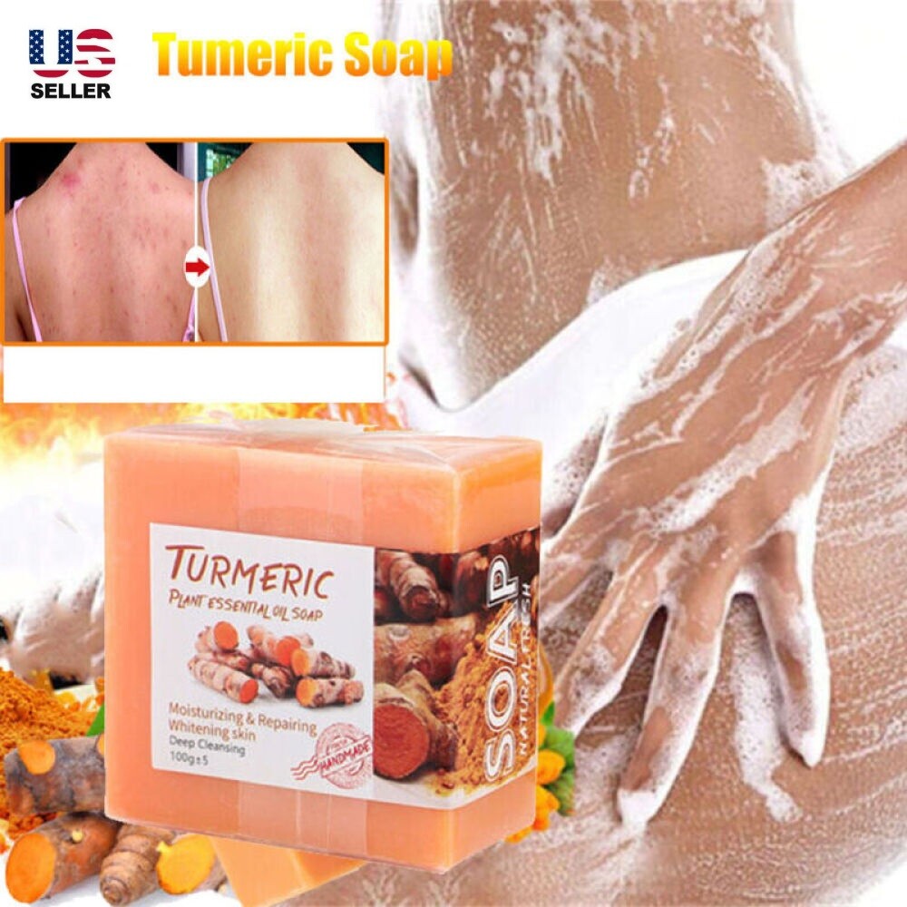 3PCS Tumeric Soap Skin Whitening Dark Spots lightening Acne Brightening Turmeric