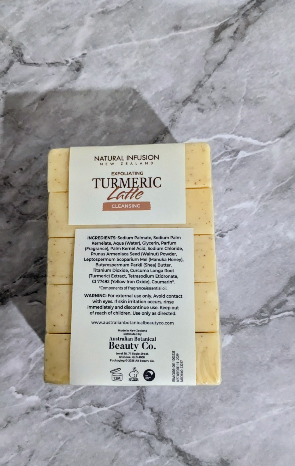 Natural Infusion New Zealand Exfoliating TURMERIC LATTE Soap Bars 5 Pk 17.6 oz
