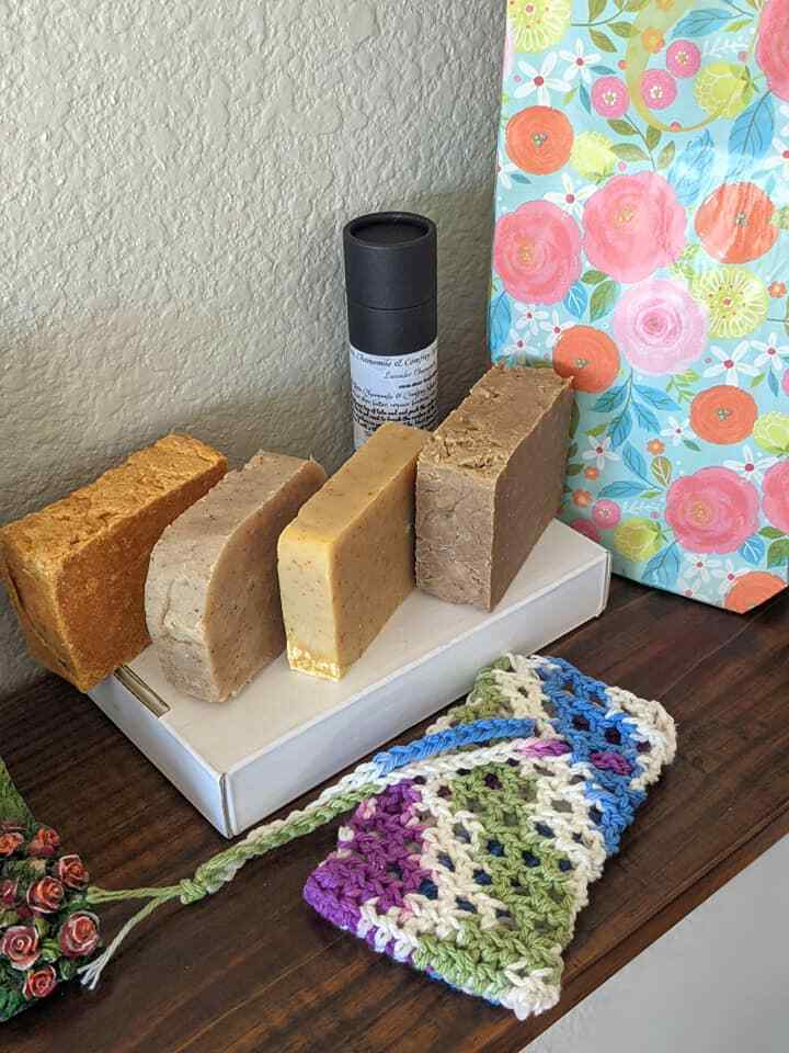 4 Cold Processed Soaps, Eco-Friendly Soap Saver & 2.5 oz Body Butter Stick