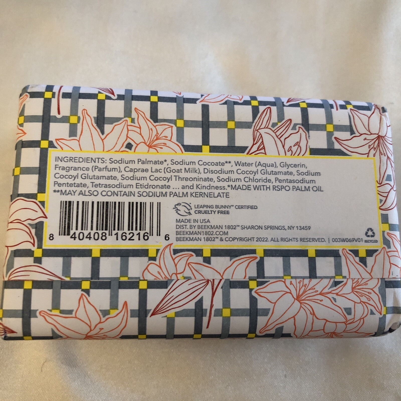 BEEKMAN 1802 Amber Sunset Lily Goat Milk Bar Soap 255g Jumbo Sealed NIB