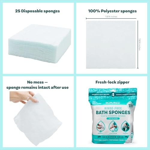 Scrubzz No Rinse Bathing Wipes Sensitive Skin 4 Pack