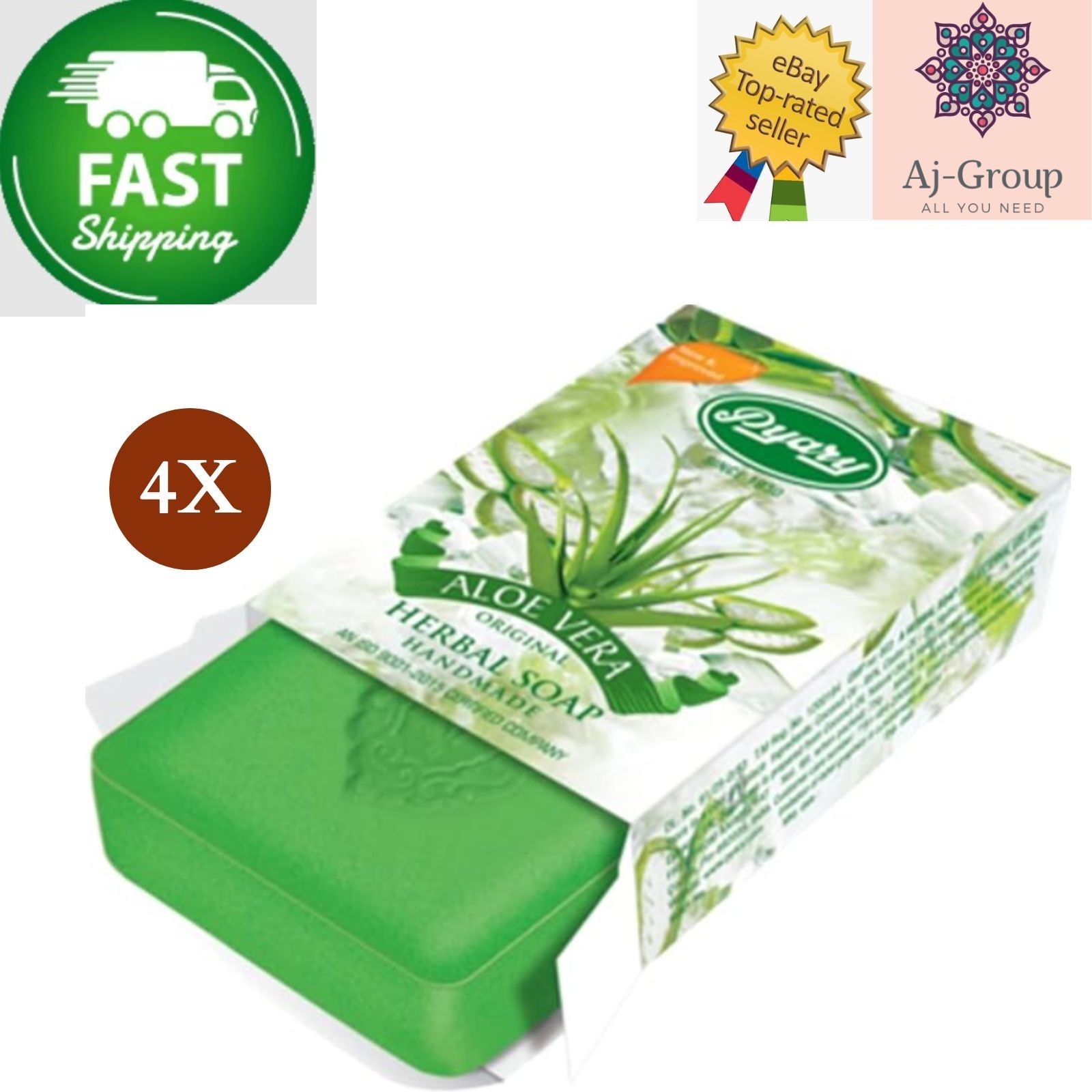4 X Indian Pyary Aloe Vera Original Herbal Soap – 75g Hand Made ⭐FAST SHIPPING⭐