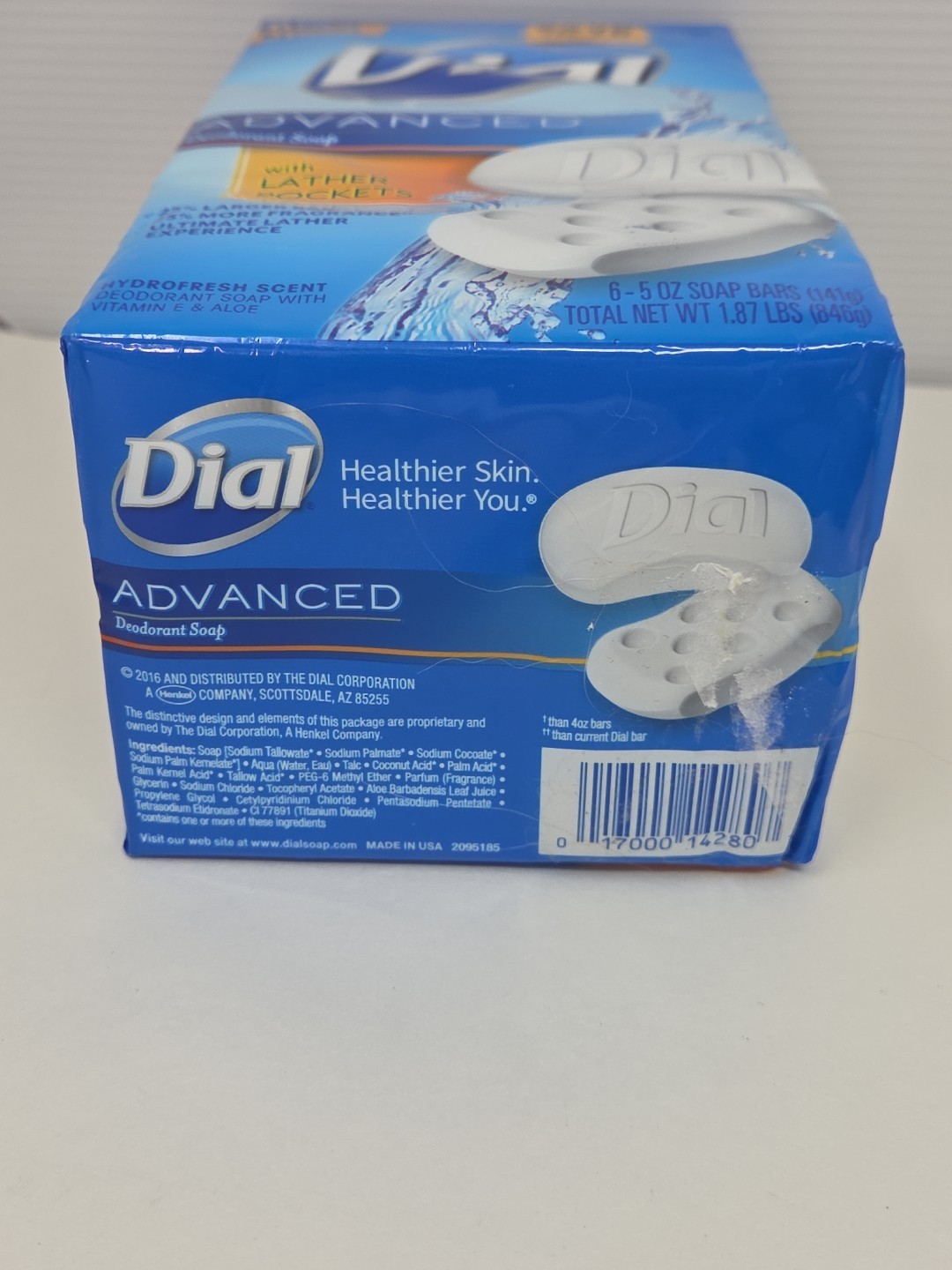 Dial Advanced Deodorant Soap 6 Bars Hydrofresh Scent w/ Lather Pockets SEALED