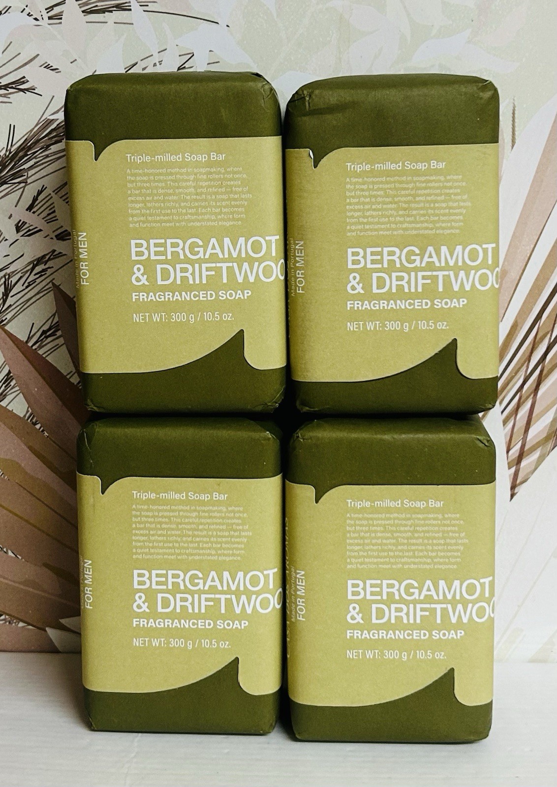 4-Pack Castelbel ~ Bergamot & Driftwood Triple Milled Bar Soap 10.5 oz Each