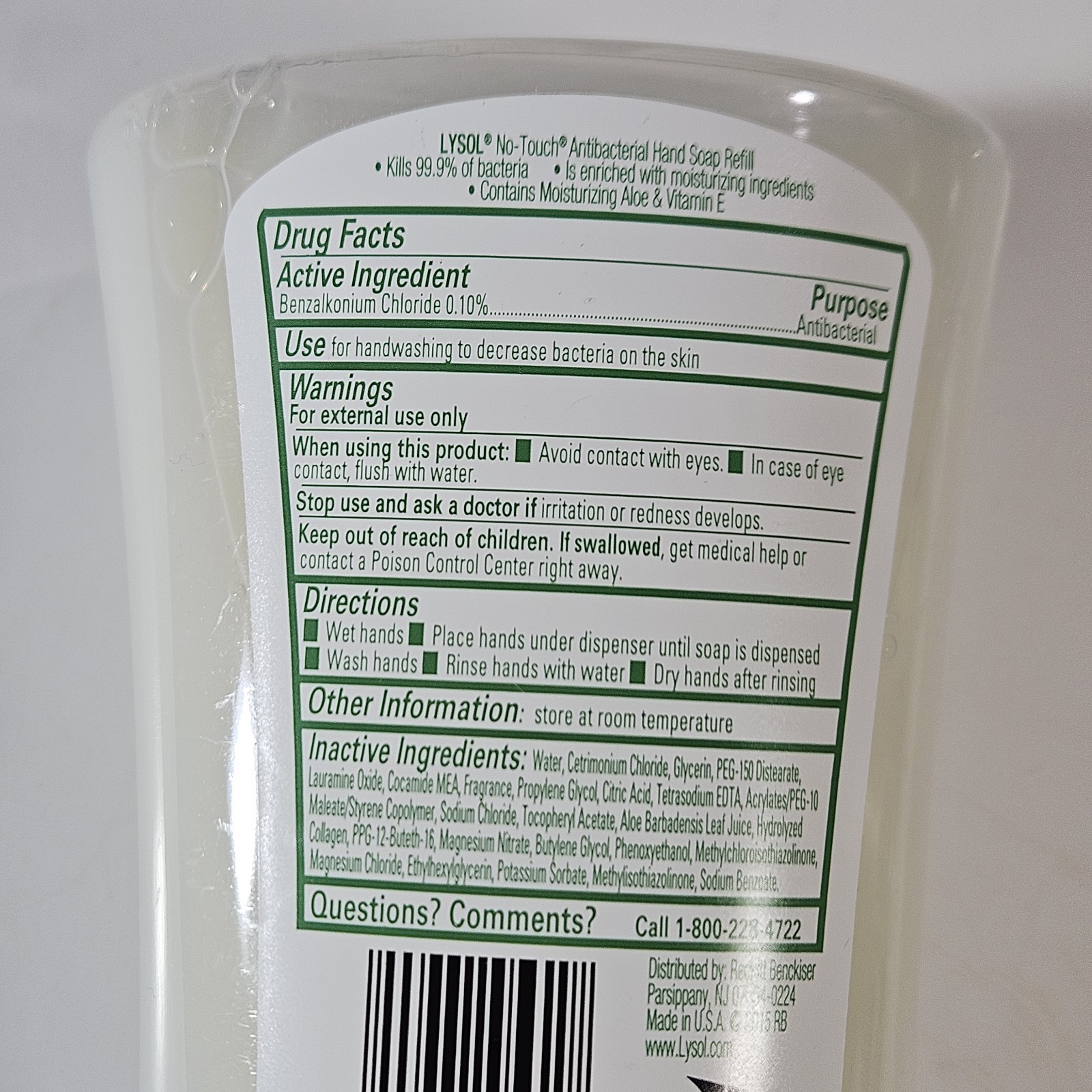 3 Lysol No-Touch Hand Soap System Refills Aloe Vera & Vitamin E 8.5 Fl Oz New