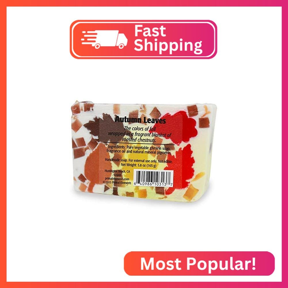 Primal Elements Autumn Leaves 5.8 Oz. Handmade Glycerin Bar Soap