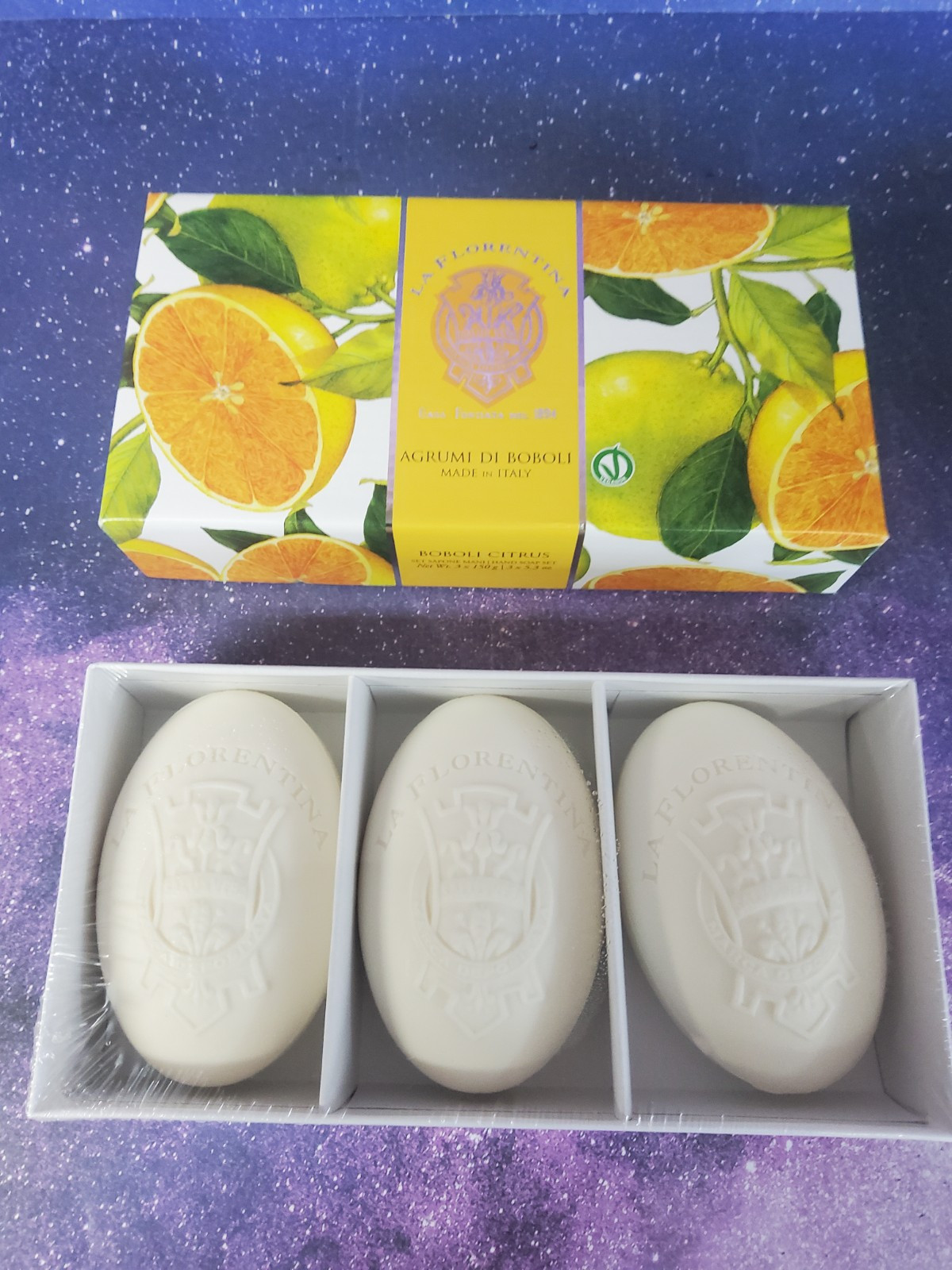 2 La Florentina Hand Soaps Set Agrumi Di Boboli Citrus 3 Bars Gift Box