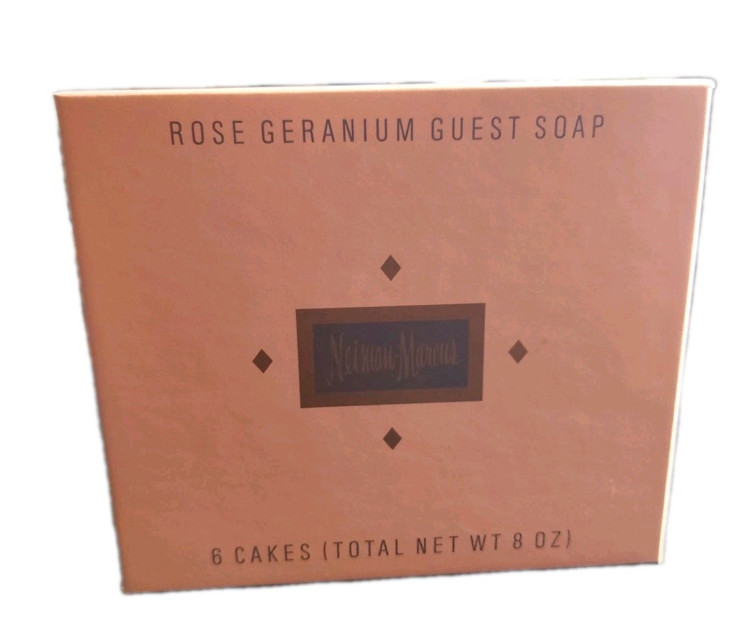 Vintage NEIMAN MARCUS Rose Geranium Guest Soaps 6 Cakes NEW IN BOX