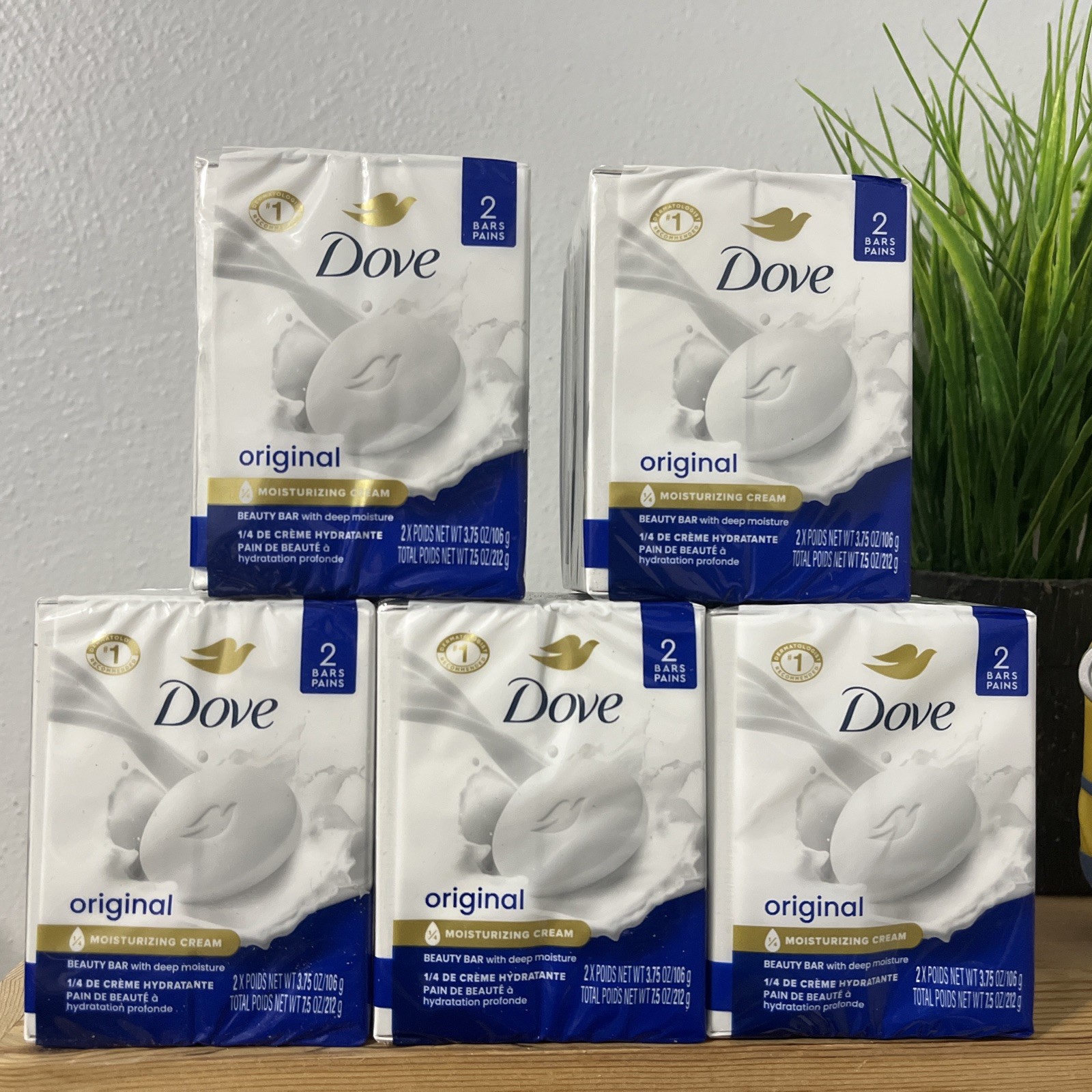 Dove Soap WHITE Beauty Bar Moisturizing 3.75oz 2 pack ( 5 sets ) -10 bars total