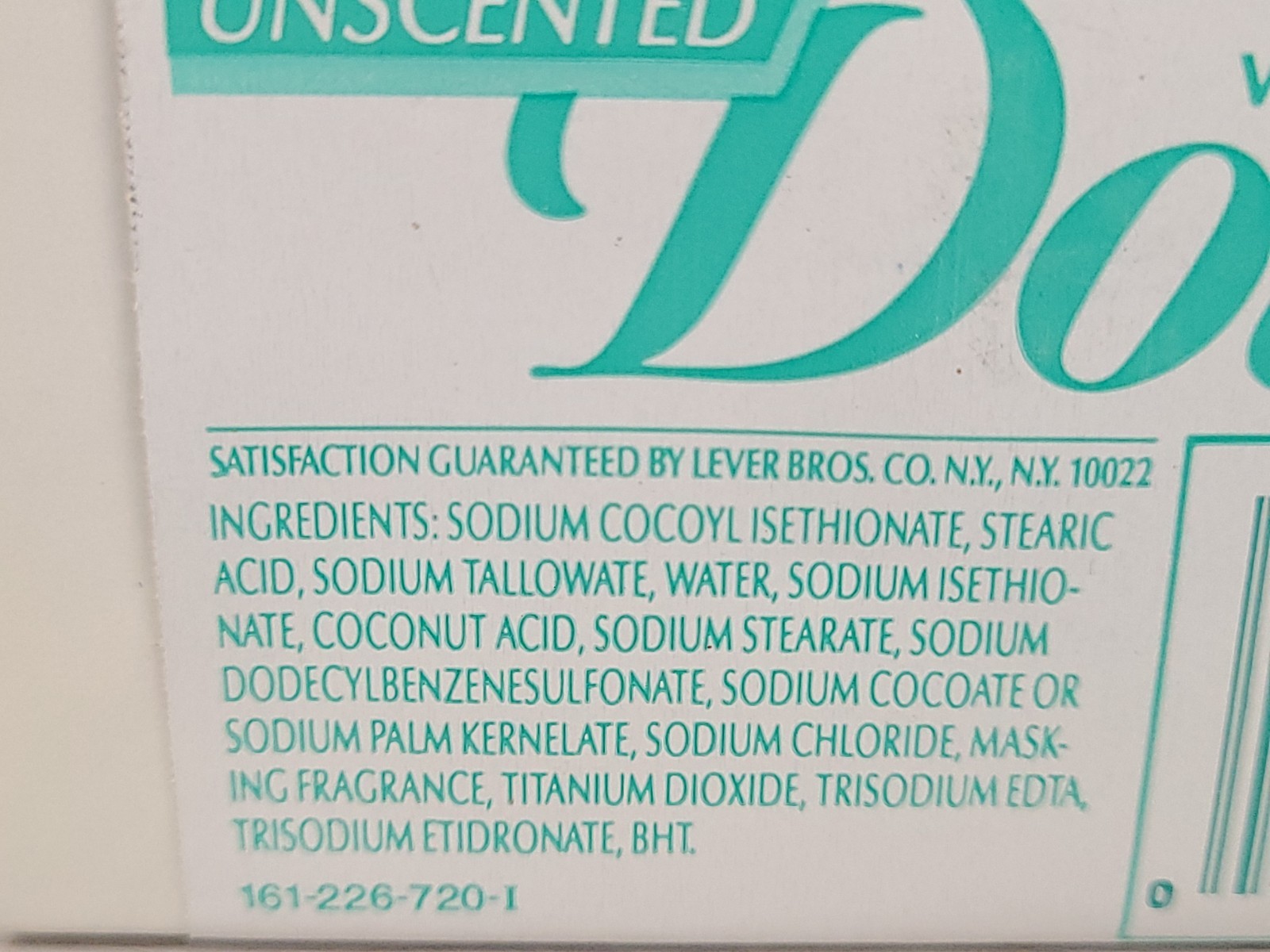 Vintage 2 Unscented White Dove 1/4 Moisturizing Cream Bar Size 4.75