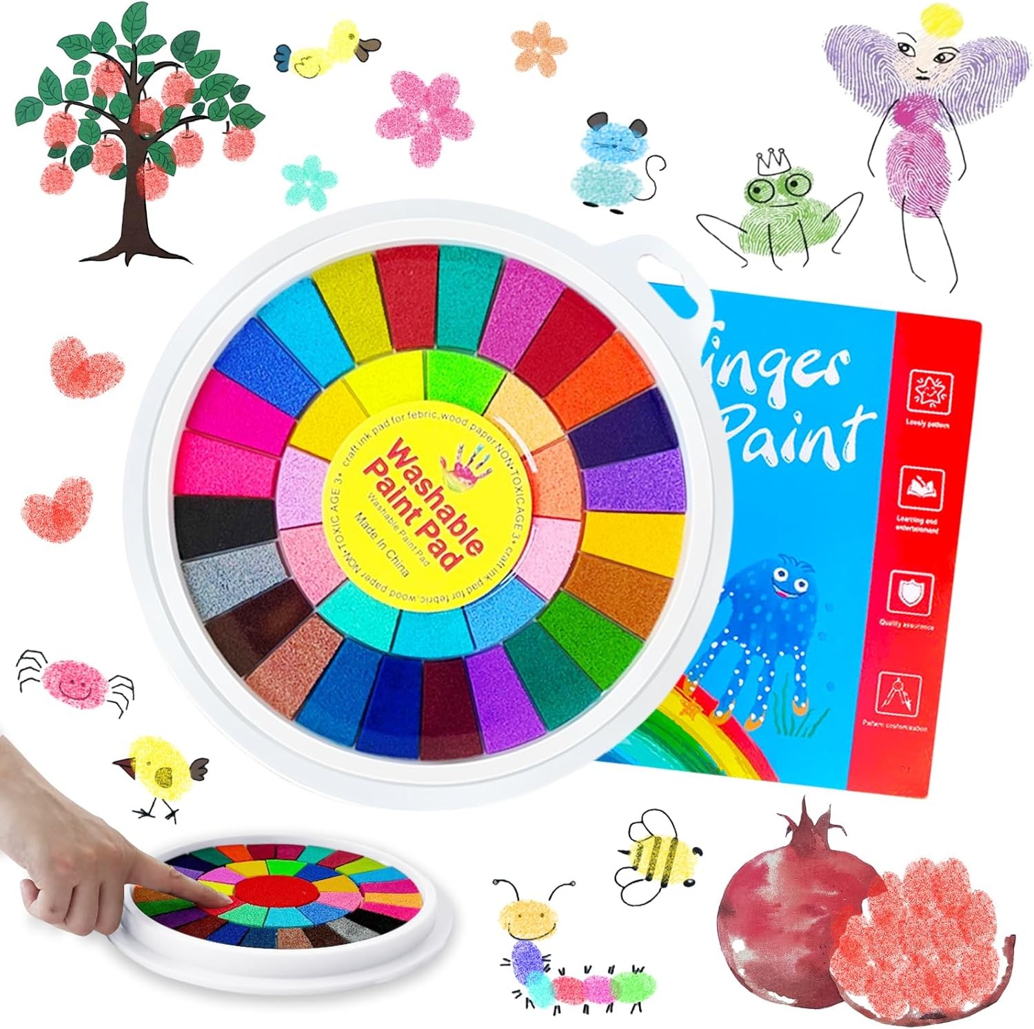 36 Colors Finger Paint Kit,Washable Funny 1 Fl Oz (Pack of 1), 36 color