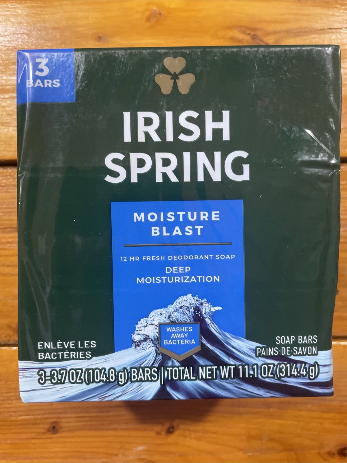 Irish Spring Deodorant Bar Soap Moisture Blast, 3 Pack