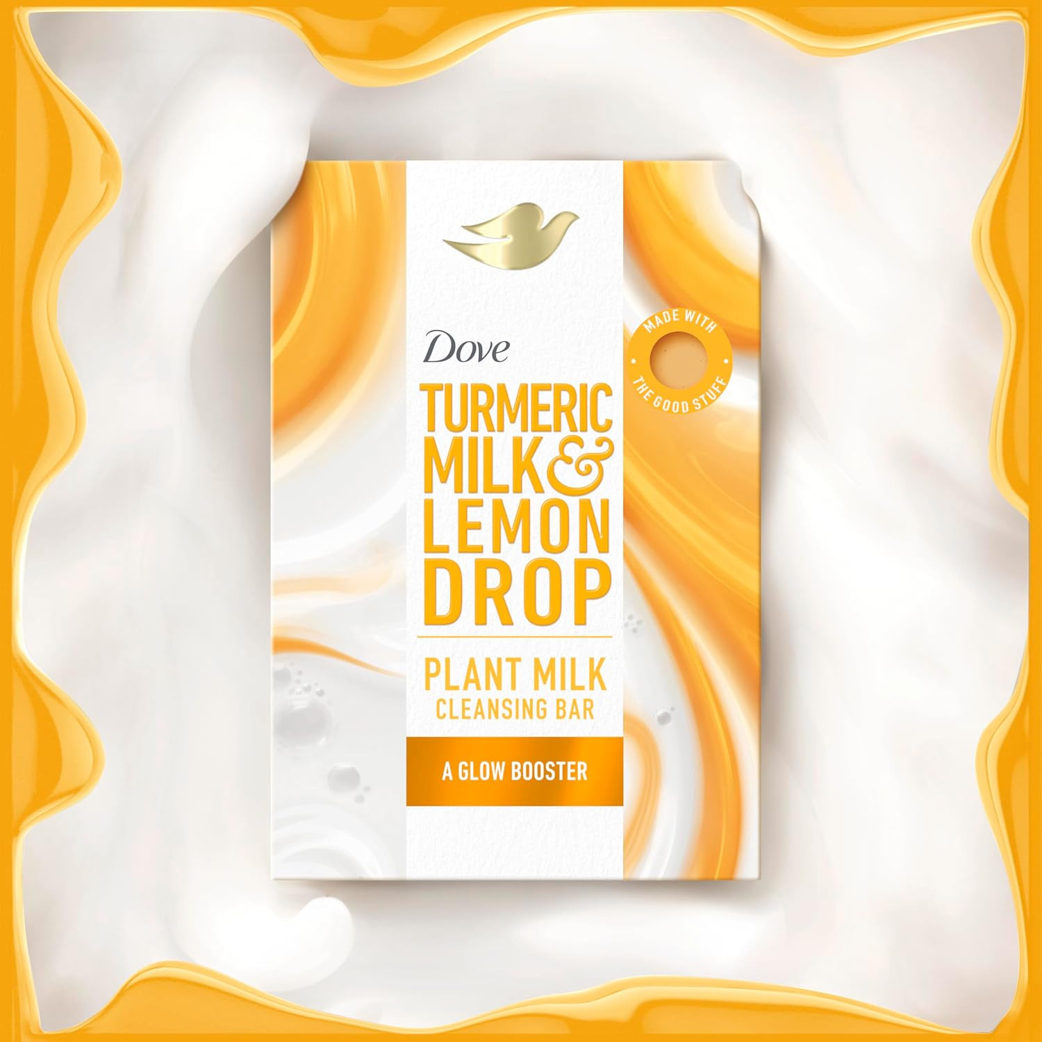 Dove Plant Milk Cleansing Bar Soap Turmeric Milk & Lemon Drop Glow Booster 4 Cou