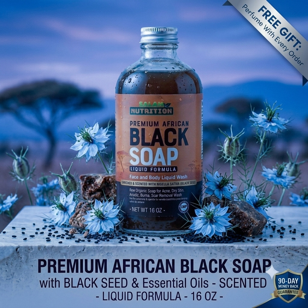 Black Seed Black soap liquid from Ghana and made with spring water 16 oz pump