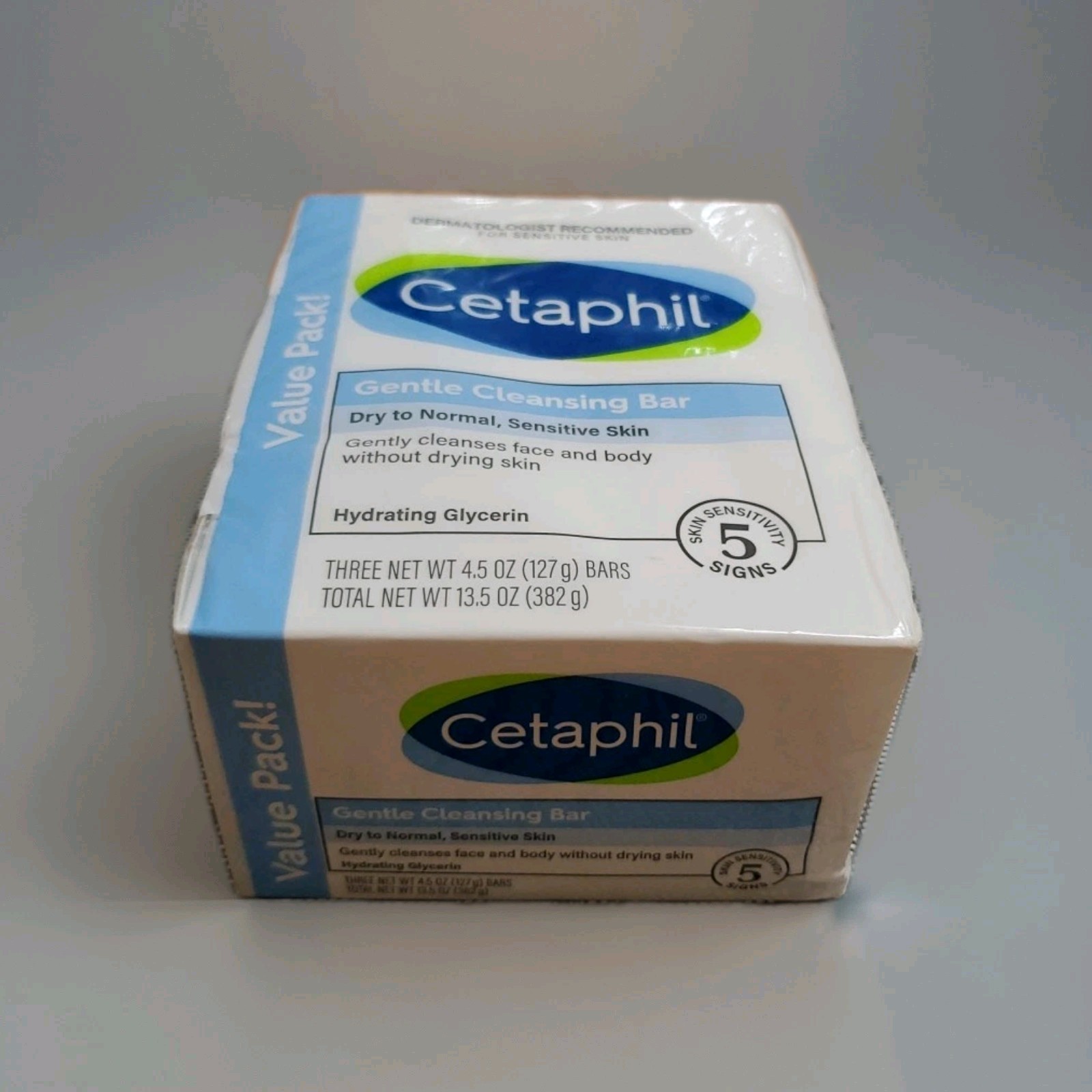 CETAPHIL Gentle Cleansing Bar Soap Nourishing Dry Sensitive Skin 4.5oz, 3-Pack